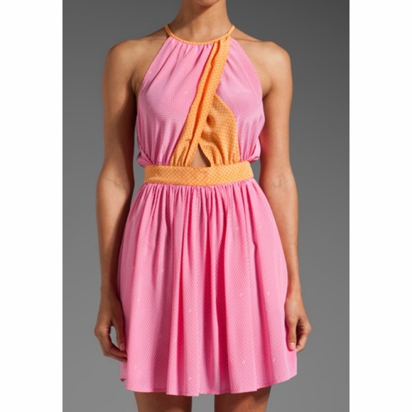 Juicy Couture Dresses & Skirts - NWT Juicy Couture 100% Silk Halter Dress in Pink Plumeria/Mandarin